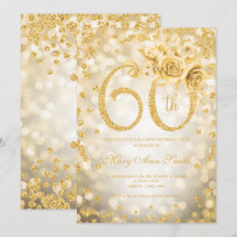 Gold Floral 60. Geburtstag Glam Lights