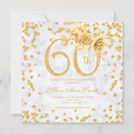 Gold Floral 60. Geburtstag Glam Marmor