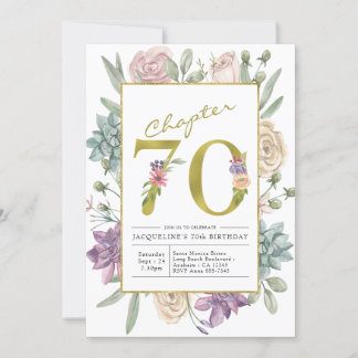 Gold Floral 70. Geburtstag Einladung