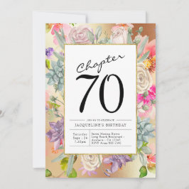 Gold Floral 70. Geburtstag Einladung