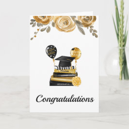 Gold Floral Abschluss Gratulationskarte Karte