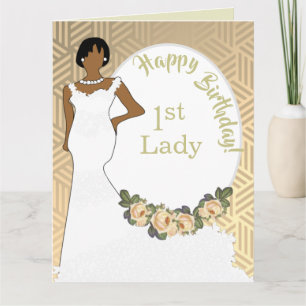 Gold Floral African American Birthday 1. Lady Karte