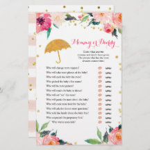 Gold Floral April Duschen Mommy oder Daddy