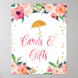 Gold Floral April Duschkarten und Geschenke Poster