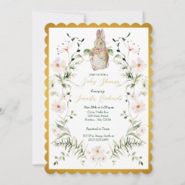 Gold Floral Baby Bunny Baby Dusche Einladung