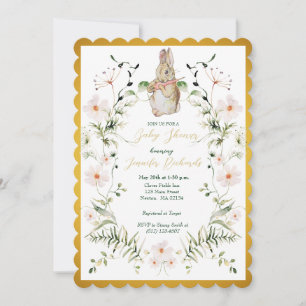 Gold Floral Baby Bunny Baby Dusche Einladung