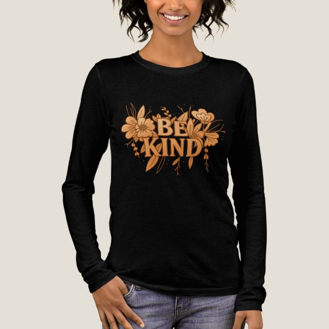 Gold Floral “Be Kind” Women’s Long Sleeve Shirt  (Vorderseite)