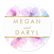 Gold Floral Blue Lila Elegante Hochzeit