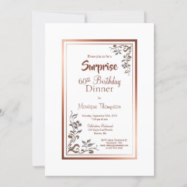Gold Floral Border Überraschung 60. Geburtstag Abe Einladung
