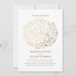 Gold Floral Bouquet Elegante Moderne Hochzeit Einladung