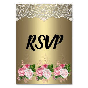 Gold Floral Bouquet Lace UAWG Tischnummer