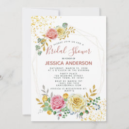 Gold Floral Brautparty Einladung