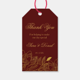 Gold Floral Burgundy Gastgeschenk Hochzeit Danke T Geschenkanhänger