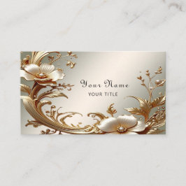 Gold Floral Business Card Visitenkarte