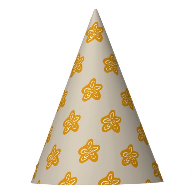 Gold Floral Cream Girl Princess Birthday Party Hat Partyhütchen (Vorderseite)