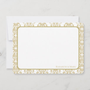 Gold Floral Damask Flat Vielen Dank Dankeskarte