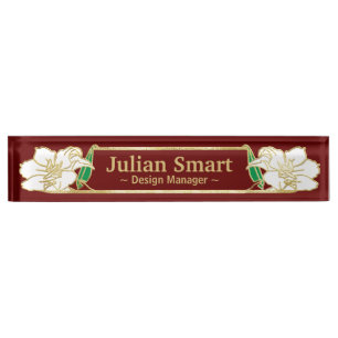 Gold Floral Design mit Frame Desk Name Plate Namensplakette