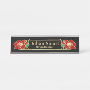 Gold Floral Design mit Frame Desk Name Plate Schreibtischnamensplakette