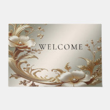 Gold Floral Doormat