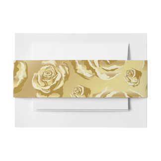 Gold Floral Einladung Bauchband Einladungsbanderole