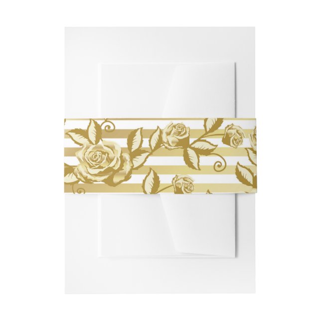 Gold Floral Einladung Bauchband Einladungsbanderole (Vorderseite Beispiel)