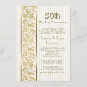 Gold Floral Elegance 50. Hochzeitstag Einladung