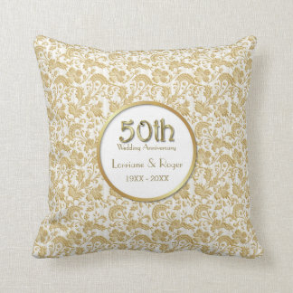 Gold Floral Elegance 50. Hochzeitstag Kissen