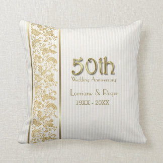 Gold Floral Elegance 50. Hochzeitstag Kissen