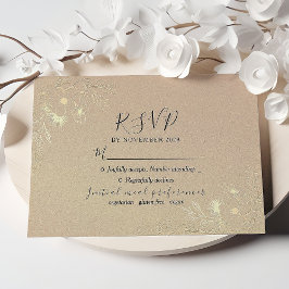 Gold Floral Elegant Wedding RSVP Card Karte