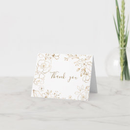 Gold Floral Elegant White Wedding Bridal Shower Dankeskarte