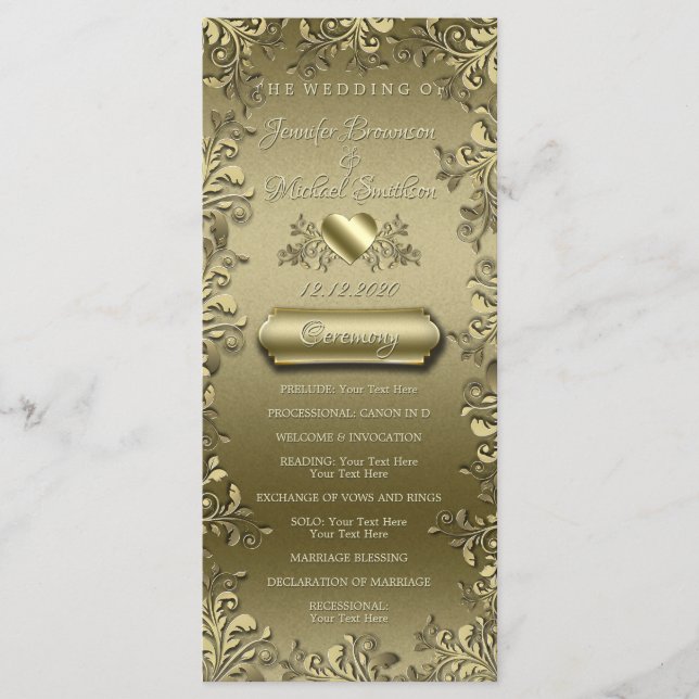 Gold Floral Elegante Barocke Vintage Kunst Programm (Vorderseite)