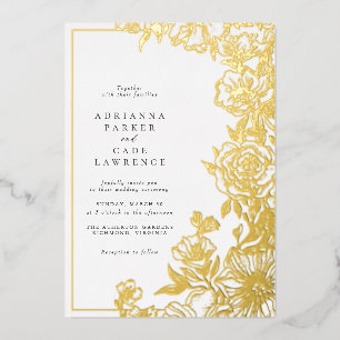 Gold Floral   Elegante Garden Wedding Folieneinladung