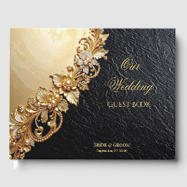 Gold Floral Embellishments Guest Book Gästebuch