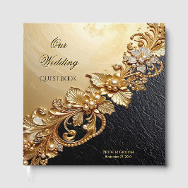 Gold Floral Embellishments Guest Book Gästebuch