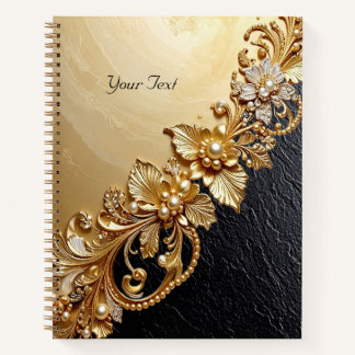 Gold Floral Embellishments Notebook Notizbuch