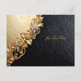 Gold Floral Embellishments Postcard Postkarte