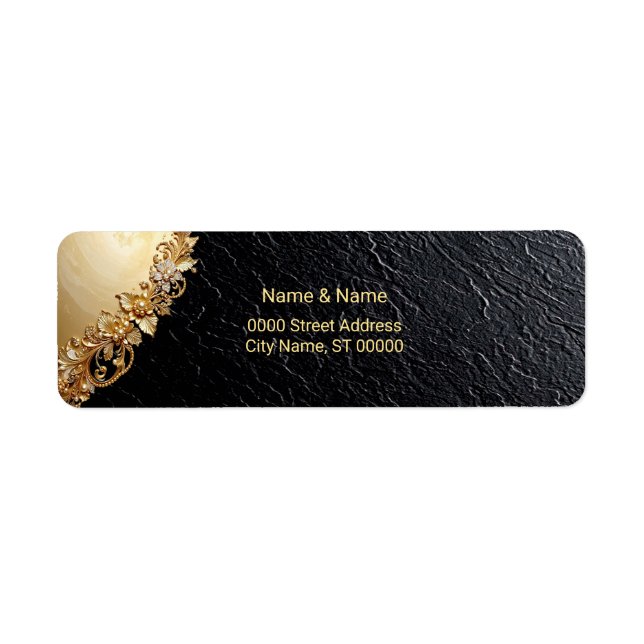 Gold Floral Embellishments Return Address Label (Vorne)