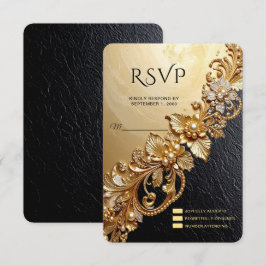 Gold Floral Embellishments RSVP Card Karte