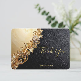 Gold Floral Embellishments Thank You Card Dankeskarte