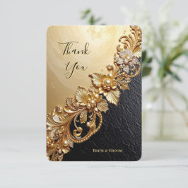 Gold Floral Embellishments Thank You Card Dankeskarte