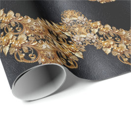 Gold Floral Embellishments Wrapping Paper Geschenkpapier