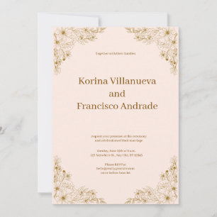 Gold Floral Filipiniana Hochzeit Einladung