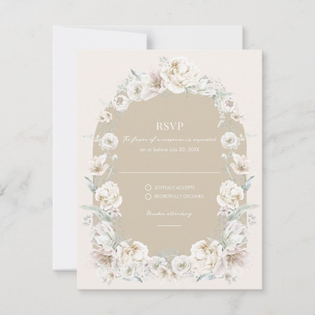 Gold Floral Garden Wedding UAWG RSVP Karte (Vorderseite)