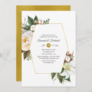 Gold Floral Geometric Engagement Party Einladung