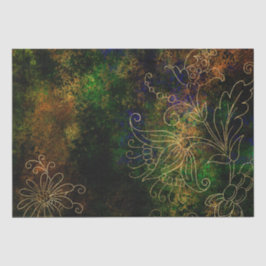 Gold Floral Grunge Damask Seidenpapier