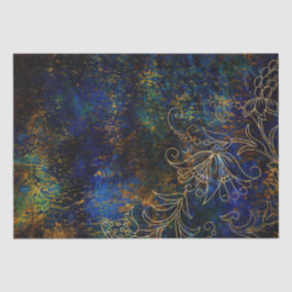 Gold Floral Grunge Damask Seidenpapier