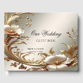 Gold Floral Guest Book Gästebuch