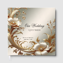 Gold Floral Guest Book Gästebuch