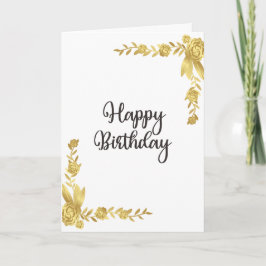 Gold Floral Happy Geburtstag Gruß Karte