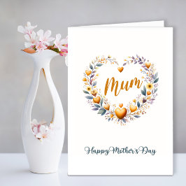 Gold Floral Heart Mother Day Feiertagskarte